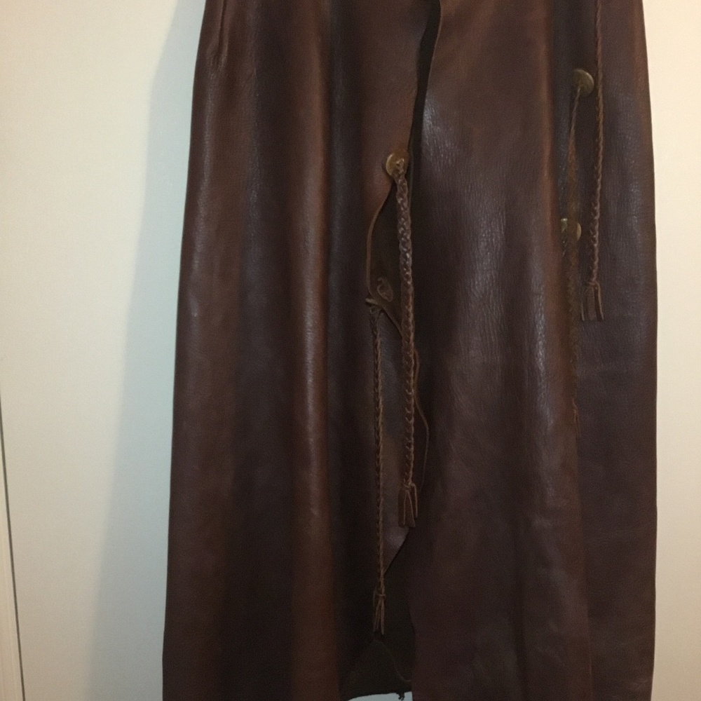 Brown Leather Wraparound Skirt Cosplay Sz M women